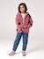Girls' floral pop hooded sherpa jacket ecru+mauve+vanilla 