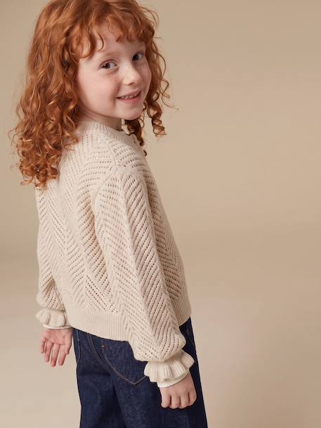 Cardigan with long sleeves for girls beige 