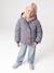 Hooded puffer jacket for girls blue+navy blue 