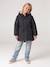 Romantic Hooded Parka for Girls anthracite+green 