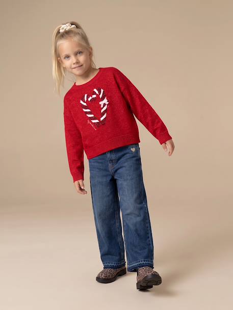 Wide-Leg Jeans, Frayed Hems, for Girls bleached denim+deep blue+grey+stone 