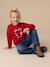Christmas Gift Box with Jacquard Knit Reindeer Jumper + 2 Scrunchies for Girls ecru+pale pink+red 
