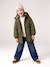 Hooded Parka with Faux Fur Lining for Girls black+camel+dark green+dusky pink+navy blue+plum 