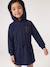Short hooded dress for girls green+marl grey+navy blue 