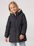 Romantic Hooded Parka for Girls anthracite+green 