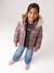 Padded Jacket with Hood & Polar Fleece Lining for Girls gold+mauve+rosy 