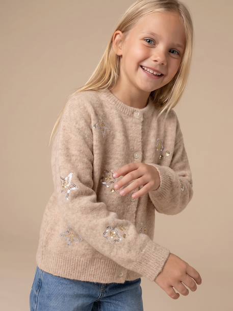 Cardigan for girls beige 