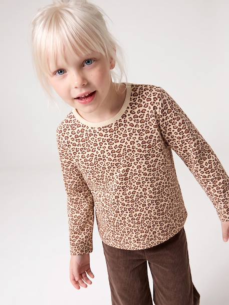 Long-sleeved T-shirt for girls blush+vanilla 