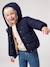 Hooded puffer jacket for girls blue+navy blue 