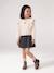 Long-sleeved dress for girls ecru+navy blue 