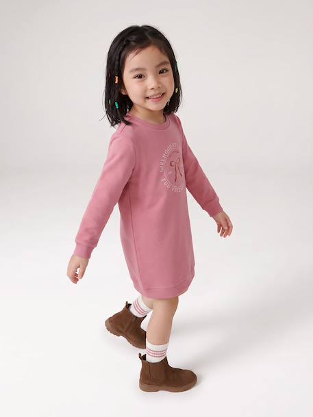 Basics Dress in Fleece for Girls ecru+mauve+sage green 