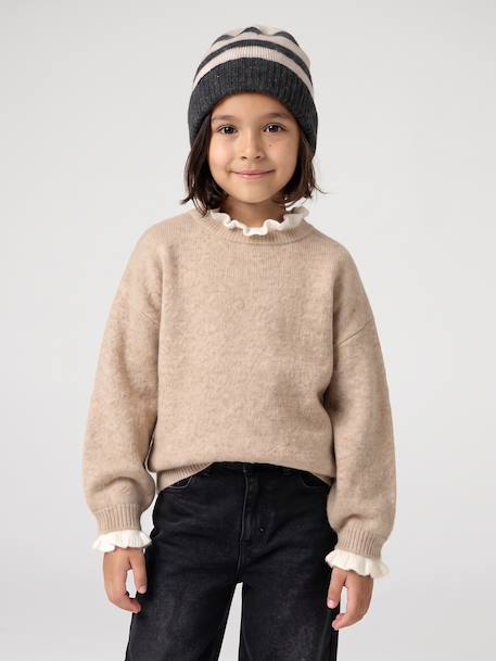 Girls knit hat, snood and gloves set anthracite 