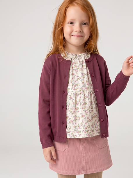 Fine Knit Basics Cardigan for Girls anthracite+dusky pink+emerald green+grey blue+marl beige+navy blue+plum+vanilla 