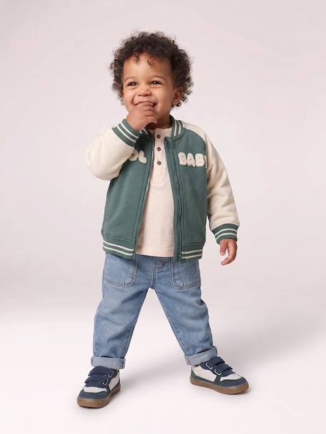 Zip-up teddy jacket for baby emerald green 