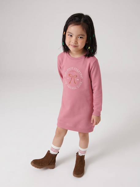 Basics Dress in Fleece for Girls ecru+mauve+sage green 