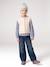 Sleeveless knitted cardigan with front button for girls lilac+vanilla 
