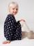 Long-sleeved dress for girls ecru+navy blue 