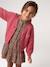 Buttoned cardigan for girls ecru+old rose 