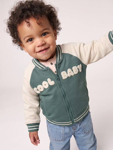 Zip-up teddy jacket for baby emerald green 
