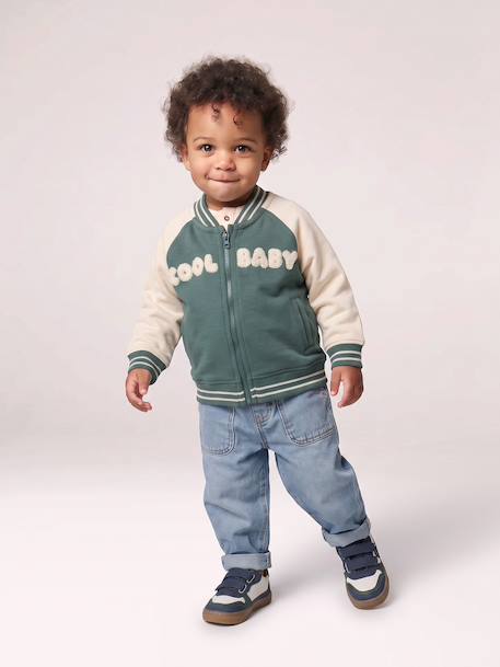 Zip-up teddy jacket for baby emerald green 