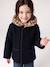 Hooded coat for girls camel+navy blue 