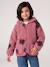 Girls' floral pop hooded sherpa jacket ecru+mauve+vanilla 