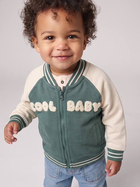 Zip-up teddy jacket for baby emerald green 