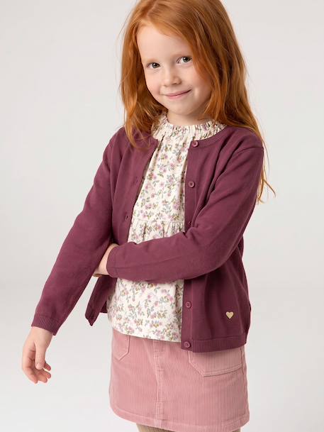 Fine Knit Basics Cardigan for Girls anthracite+dusky pink+emerald green+grey blue+marl beige+navy blue+plum+vanilla 