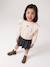 Long-sleeved dress for girls ecru+navy blue 