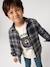 Chequered Flannel Shirt for Boys camel+chequered green+chequered navy blue+English green+night blue+slate blue 