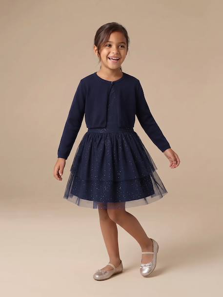 Dress and cardigan set for girls navy blue 