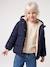 Hooded puffer jacket for girls blue+navy blue 