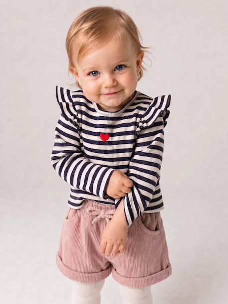 Corduroy Shorts for Baby Girls Camel+rosy 
