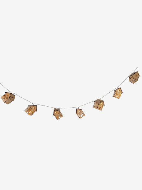 Wooden house LED fairy lights beige 