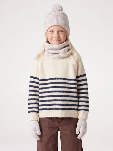 Jumper for girls ecru+navy blue 