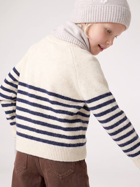 Jumper for girls ecru+navy blue 