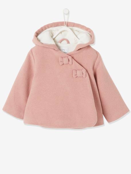 Fabric Coat with Hood, Lined & Padded, for Baby Girls Light Grey+Pink 