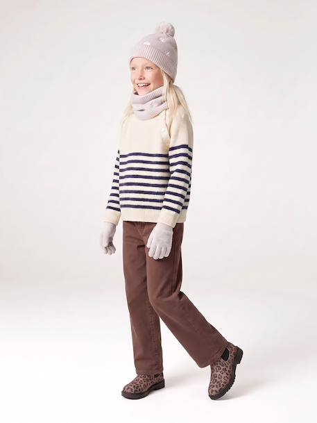 Jumper for girls ecru+navy blue 
