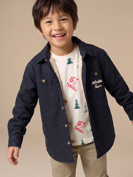 Long-sleeved lined shirt for boys marl grey 
