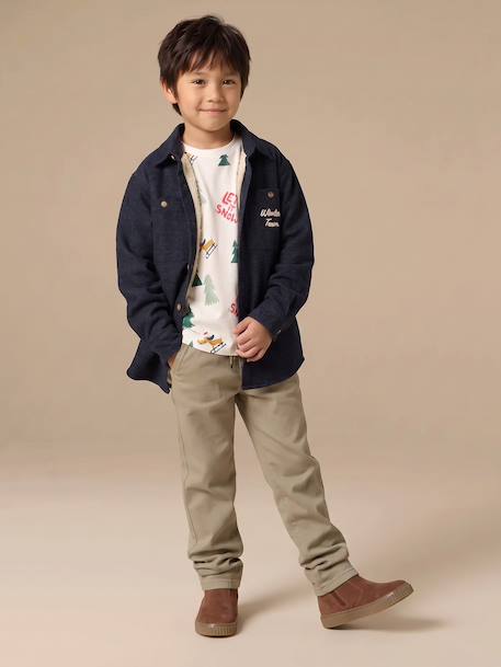 Easy-to-put-on fluid trousers for boys beige+night blue+sage green+terracotta 