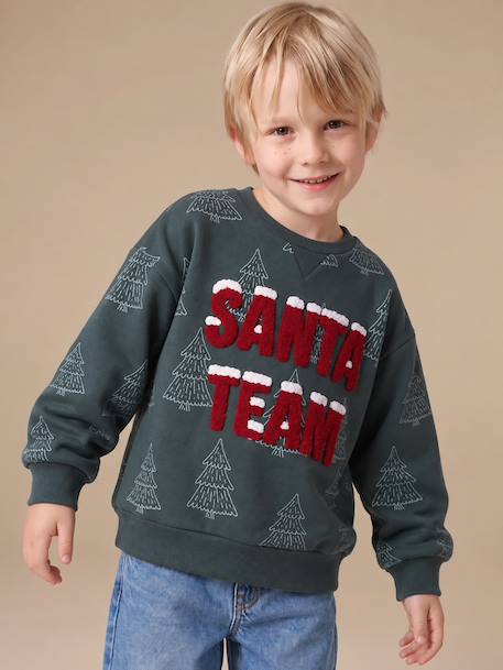 Christmas sweatshirt for boys dark green 