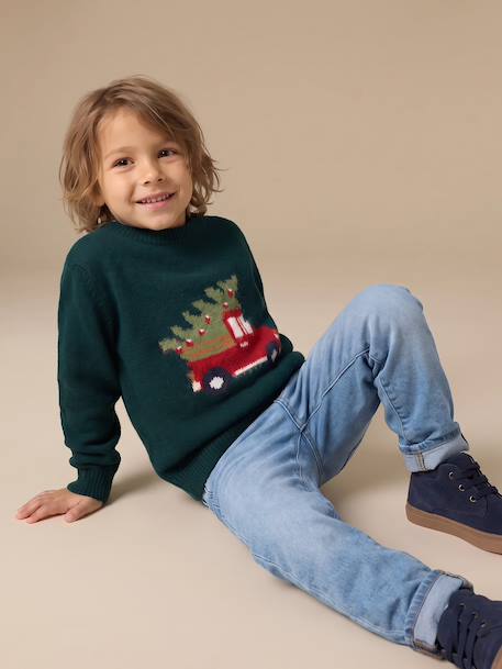 Jacquard jumper with long sleeves for boys dark green 