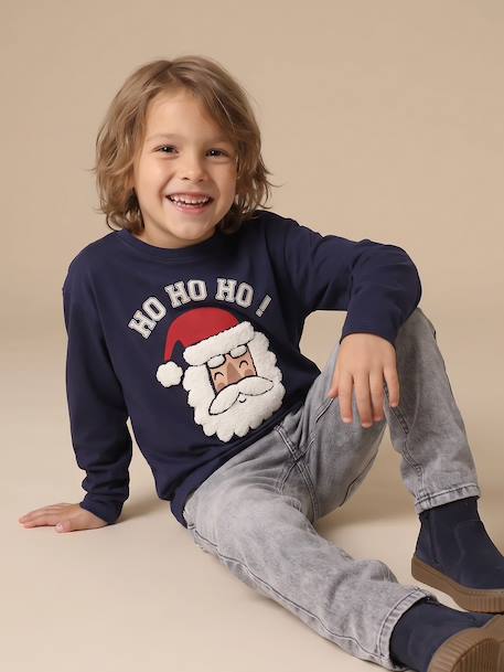 Christmas long-sleeved T-shirt for boys navy blue 