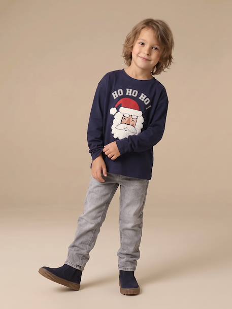 Christmas long-sleeved T-shirt for boys navy blue 