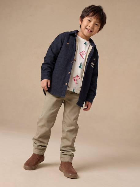 Easy-to-put-on fluid trousers for boys beige+night blue+sage green+terracotta 