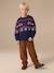 Wide-leg corduroy trousers for boys cappuccino+lichen 
