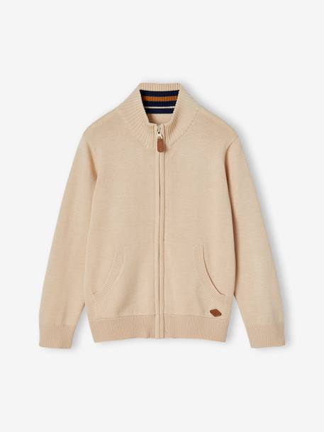 High Neck Jacket with Zip, for Boys Blue+marl green+White/Red 