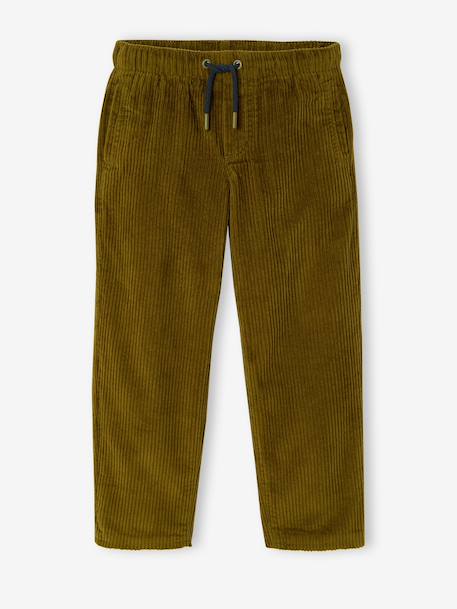 Wide-leg corduroy trousers for boys cappuccino+lichen 