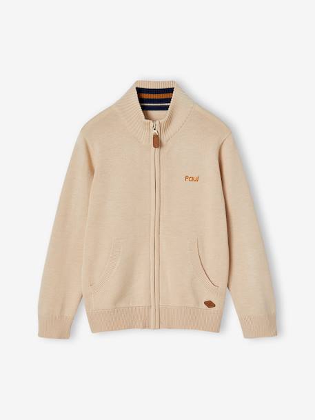 High Neck Jacket with Zip, for Boys Blue+marl green+White/Red 