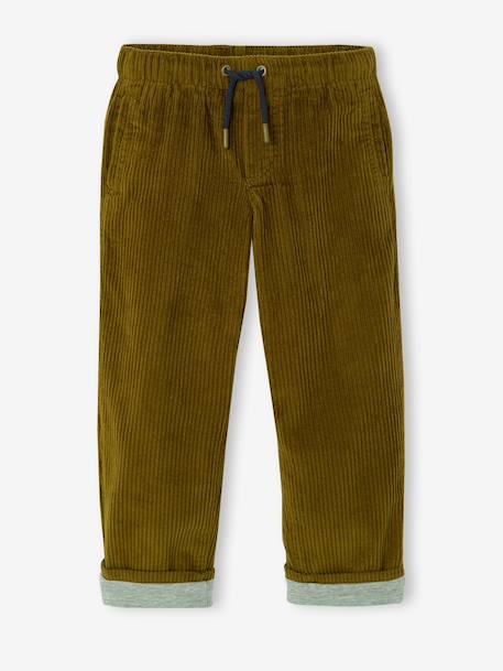 Wide-leg corduroy trousers for boys cappuccino+lichen 